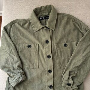 Zara Green Utility Jacket with Classic Collar